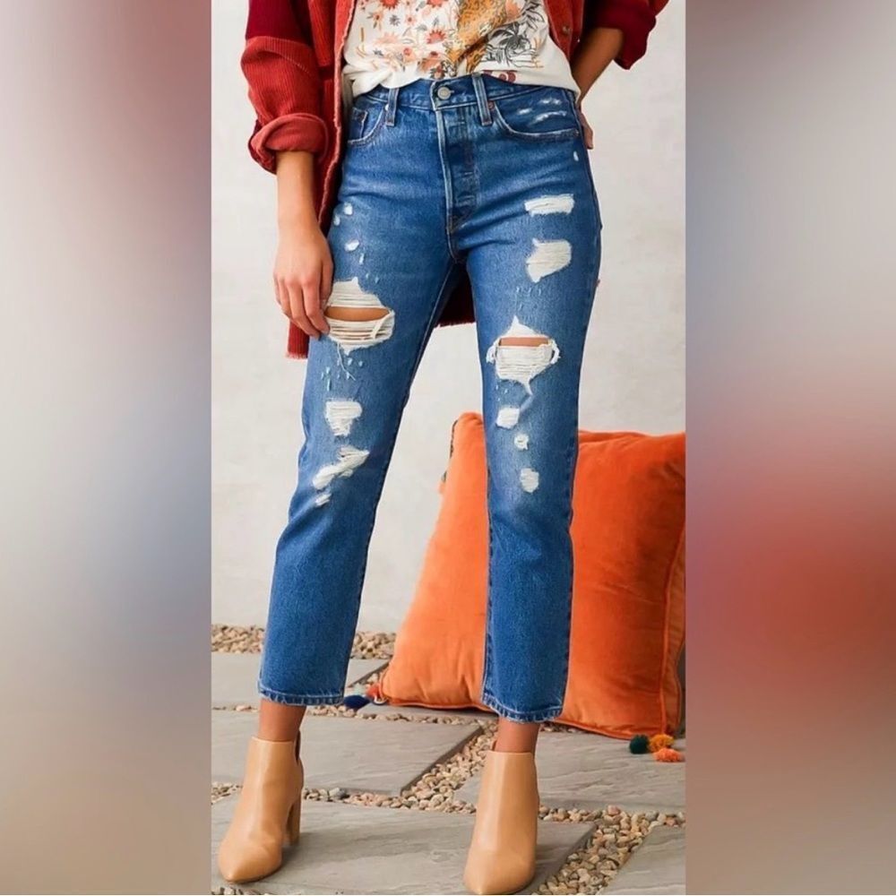 LEVI’S | NEW 501 Original Cropped High Rise Distressed Ankle Jeans Women’s 29x26